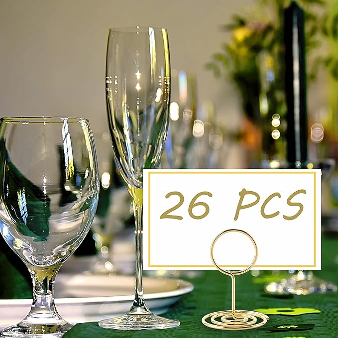 26Pcs Table Number Holders, Place Card Holders, Wire Picture Holders, Small Table Card Holders, Photo Holders for Centerpieces, Wedding Reception, Party, Birthday (Gold)