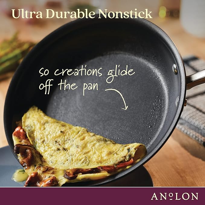 Anolon Advanced Home Hard Anodized Nonstick Sauté Pan with Helper Handle and Lid, 5 Quart - Onyx
