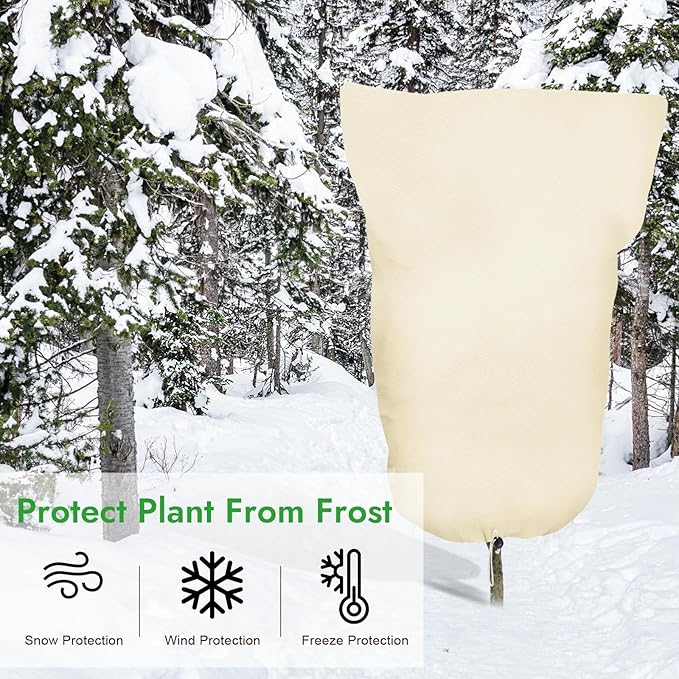 2 Pack Plant Covers Freeze Protection, 47" X 71" Large Frost Cloth Plant Freeze Protection, Frost Blankets for Winter Outdoor Plants Tree Shrub Rose Bush, with Drawstring