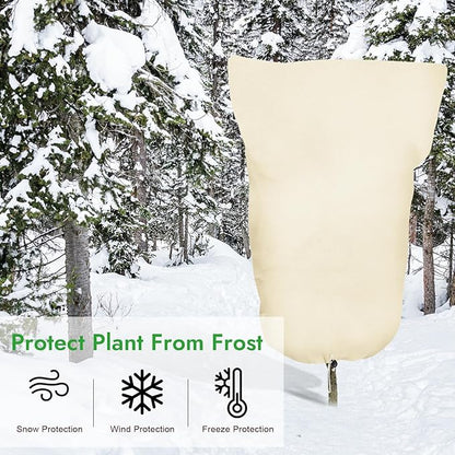 2 Pack Plant Covers Freeze Protection, 47" X 71" Large Frost Cloth Plant Freeze Protection, Frost Blankets for Winter Outdoor Plants Tree Shrub Rose Bush, with Drawstring