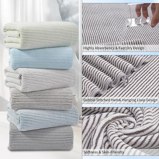 4 Piece Bath Towel Set 35"x70"Oversized Bath Towel for Bathroom Ultra Soft Fluffy Extra Large Bath Sheet Luxury Premium Bathroom Towel Highly Absorbent Quick Dry Shower Towel for Hotel Spa,Brown White