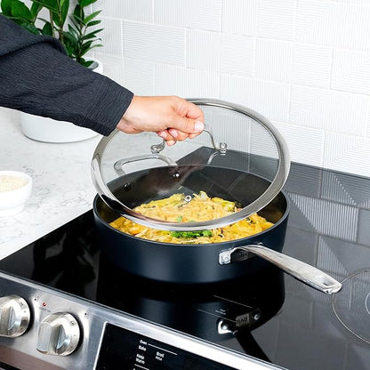 Alva Maestro 6-Piece Nonstick Ceramic Cookware Set – Toxin-Free, Scratch-Resistant, Induction Compatible – Even-Heat Aluminum Base – Oven & Dishwasher Safe – Healthy Nonstick for Everyday Cooking