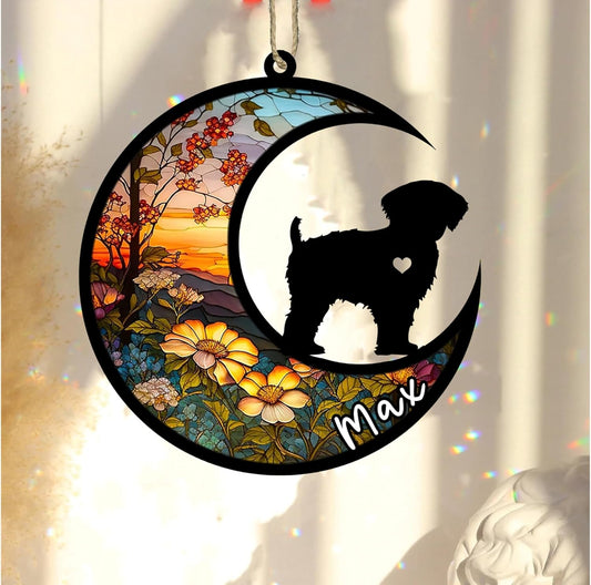 Personalized Dog Memorial, Custom Name Yorkipoo Dog Christmas Ornament with Name, Custom Breeds, Pet Loss Light Catcher, Gifts for Lovers Loss of Pet Sympathy on Mothers Day Christmas