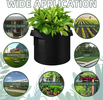 150-Pack 7 Gallon Grow Bags Bulk, Heavy Duty Thickened Nonwoven Fabric Pots with Handles, Felt Breathable Planter Bag, Garden Growing Bag for Vegetable Flower Plants Fruits, Black