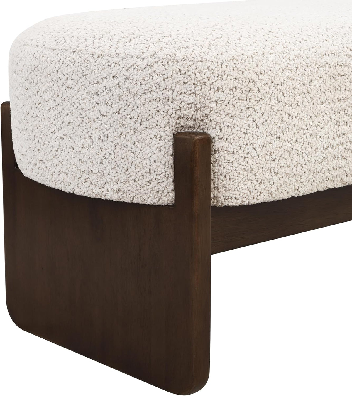 Christopher Knight Home Arden Minimalist Style Rectangular Loop Yarn Fabric Ottoman Bench, Rubberwood Frame, Entryway Bench, Living Room Sofa Extra Seat, End of Bed Footstool, Beige+Brown
