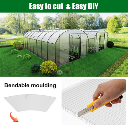 Polycarbonate Greenhouse Panels 12 Pack 4' x 2' x 0.24" Twin-Wall UV-Protected All Weather Plastic Roof Panel Clear Replacement Sheets for Garden Fences, Furniture DIY,Outdoor Roofing
