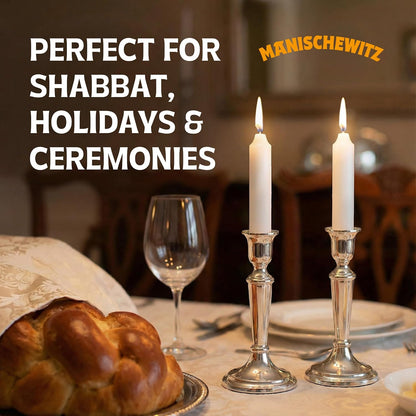 Manischewitz Shabbat Candles 72 Count | Burns for 3 Hours, Fits Standard Candlestick Holders, Perfect for Shabbos and Holidays