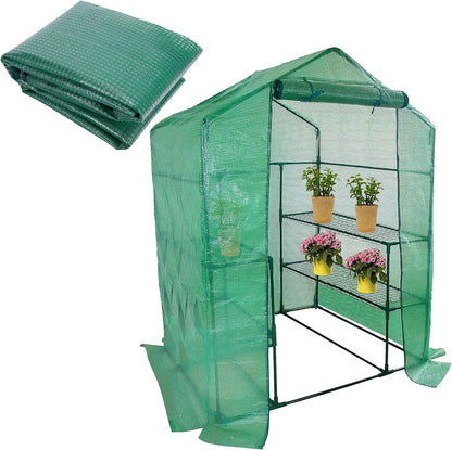 Walk-in Greenhouse Replacement Cover with Roll-Up Zipper Door- 56"x56"x76" PE Plant Gardening Greenhouse Cover for Gardening Plants Cold Frost Protection Wind Rain Proof (Frame Not Include)