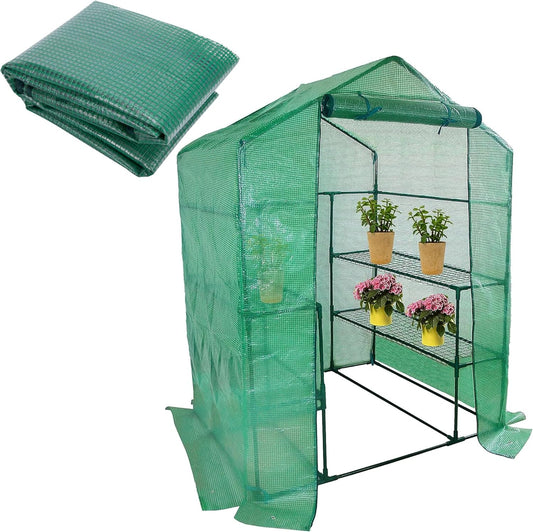 Walk-in Greenhouse Replacement Cover with Roll-Up Zipper Door- 56"x56"x76" PE Plant Gardening Greenhouse Cover for Gardening Plants Cold Frost Protection Wind Rain Proof (Frame Not Include)