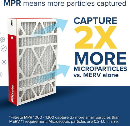 Filtrete 16x25x4 AC Furnace Air Filter, MPR 1000, MERV 11, Fits Honeywell & Lennox, Allergen Defense, Electrostatic Air Cleaning Filter, 2-Pack (Actual Size 15.88x24.56x4.31 in)