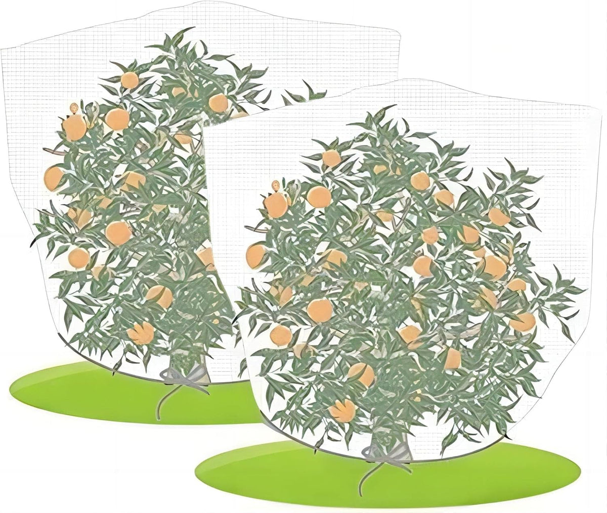 Agfabric 2 Pack Fruit Tree Netting Protection Bag with Drawstring,3.2x4.9 FT Garden Netting Insect Pest Barrier,Bird Netting Plant Covers for Vegetables Fruits Flower,White