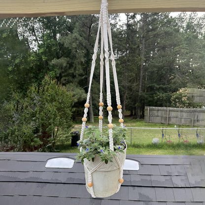 Wdmxszdq Macrame Plant Hanger Set of 2, 35 Inch Indoor Hanging Planter with 4 Hooks, Macrame Plant Hangers for Pots, No Tassels Boho Home Decor, Ivory (Pots Not Included)