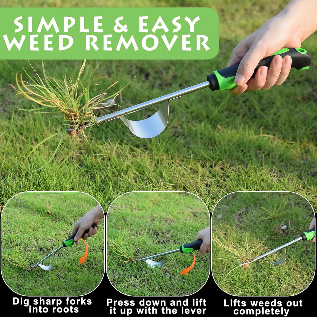 Weed Puller Tool 3pcs, 2025 New Portable Weeder Tool, Weeding Tool with Stainless Steel, Garden Tools for Plant & Weeding, Crack Weeder Tool, Weed Remover Tool for Farm & Backyard