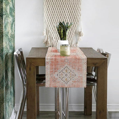 Snycler Table Runner Boho Table Runners Vintage Elegant Farmhouse Table Center Linen Decor for Home Dining Party Entrance (13x72 Inch) Light Pink