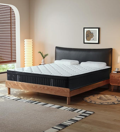 Queen Mattresses,14 Inch Queen Size Mattresses in a Box,Memory Foam Hybrid White & Black Mattress with Provide Support and Improve Sleep,Pressure Relief,Medium Firm