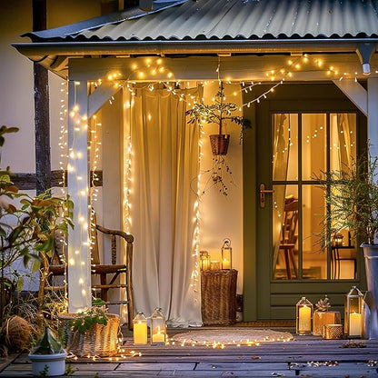 JMEXSUSS 163ft 500 LED Warm White Christmas Lights Outdoor, Plug-in Outdoor String Lights for Classroom, Clear Wire 8 Modes Remote Control Christmas Tree Lights for Christmas Bedroom Tree Classroom