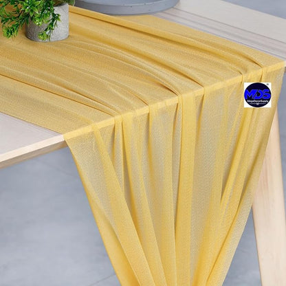MDS Halloween Chiffon Table Runner - 20 Pack, 29 x 170 Inches, 14ft Each - Sheer Spooky Table Runners for Haunted House Parties, Trick-or-Treat Tables, Witchy Décor, Wedding & Events - Gold