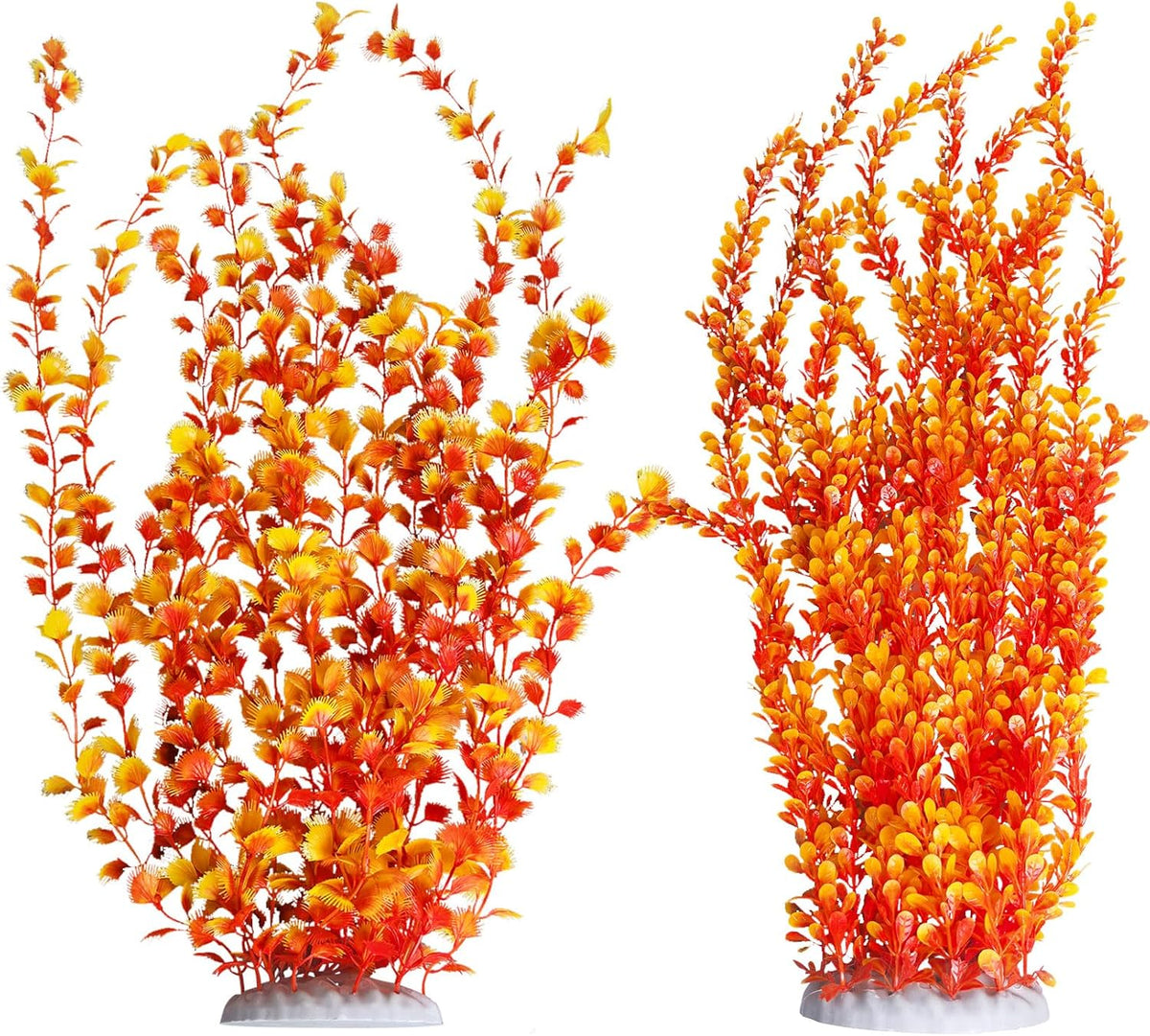 Hamiledyi Aquarium Plastic Plants Aquarium Decor Artificial Fish Tank Plants,Tall Fish Tank Decorations, Extra Large Aquarium Plant 23.6-inch Tall,2PCS（Orange Style B）