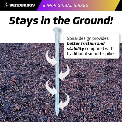 Sandbaggy 6 Inch Galvanized Artificial Turf Stakes - Spiral Landscape Nails - Ground Spikes/Pins for Synthetic Grass, Lawn, Edging, Weed Barrier Fabric, Garden (Steel (7 Gauge), 1000)