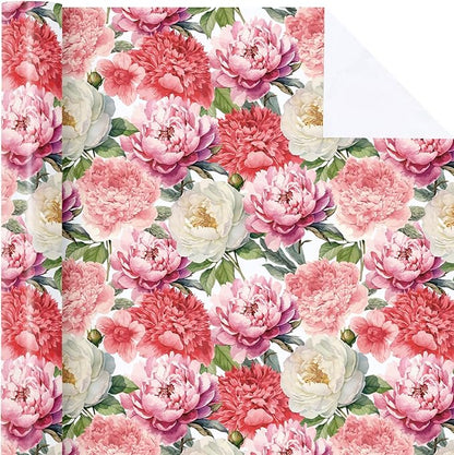 WRAPAHOLIC Floral Wrapping Paper Roll - Mini Roll - 17 Inch x 9.8 Feet - Red Pink Flower Wrapping Paper Perfect for Girls Women Birthday, Wedding, Bridal Shower