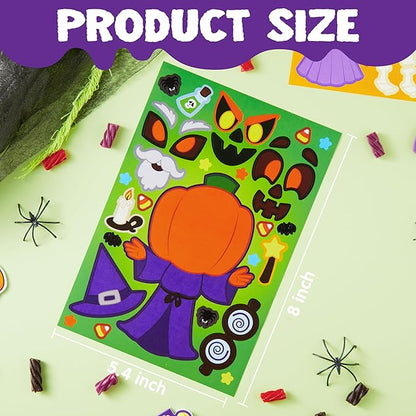 JOYIN 48 Pcs Halloween Make a Face Stickers, Halloween Party Favor for Kids, Art Craft Party Supplies, Classroom Activities Games Goodies, Sticker Sheets with Witch, Vampire Designs