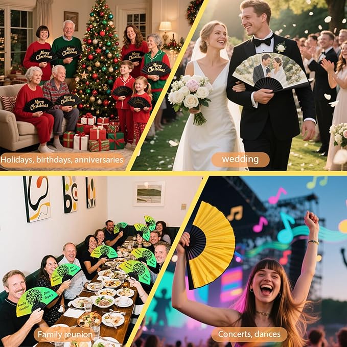 Custom Fans with Your Photo/Text - Personalized Folding Hand Fan for Line Dancing, Weddings, Parties | Decorative Gift for Women, Church Events & Dance Performances (10, 10 Inch)