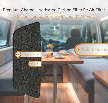 RV Premium Charcoal Activated Carbon Fiber Air Conditioner Filter - Air Duct AC Carbon Filter Replacement for RV AC Vent (2 Pack, 6" x 16")