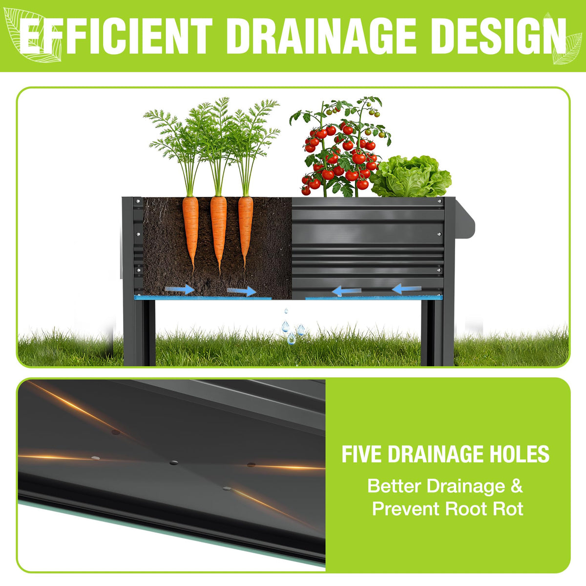 WORKPRO Galvanized Raised Garden Bed with Legs & Wheels, 37x14.6x31.6in, 400LB Capacity Elevated Planter Box for Garden, Backyard, Patio & Deck, Black