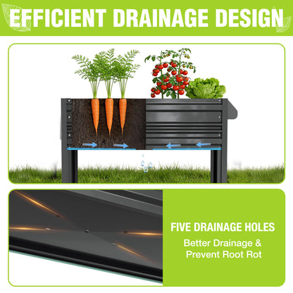 WORKPRO Galvanized Raised Garden Bed with Legs & Wheels, 37x14.6x31.6in, 400LB Capacity Elevated Planter Box for Garden, Backyard, Patio & Deck, Black