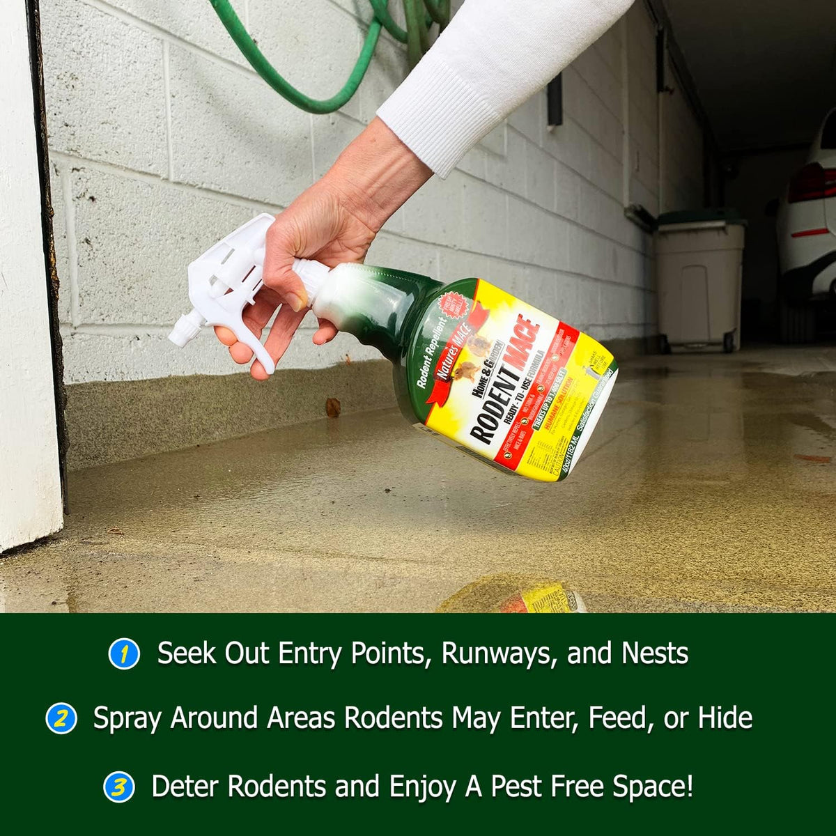 Nature’s MACE Rodent Repellent 1 Gal Concentrate Covers 87,000 Sq Ft, Rodent Repellent Outdoor, Keep Rodents Out of Home, Garage, Attic, Peppermint Spray Blend for Rodents, Safe Around Kids & Pets