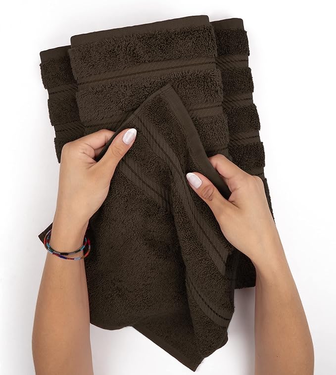 American Soft Linen Luxury 4 Piece Bath Towel Set, 600 GSM 100% Cotton Turkish Bath Towels for Bathroom, 27x54 in Extra Large Bathroom Shower Towels, Brown
