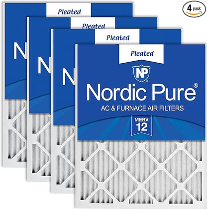 Nordic Pure 18x20x1 (Actual Size: 17 1/2 x 19 1/2 x 3/4) Pleated MERV 12 Air Filters 4 Pack