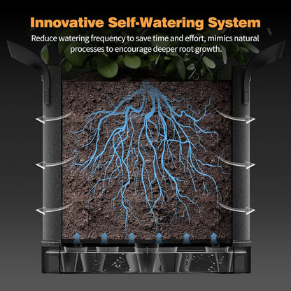 Self-Watering Grow Bags, 5-Pack 10 Gallon 420G Thick Nonwoven Fabric Pots with Reinforced Handles and Multi-Purpose Rings, for Low Stress Plant Training Fruits, Vegetables,and Flowers