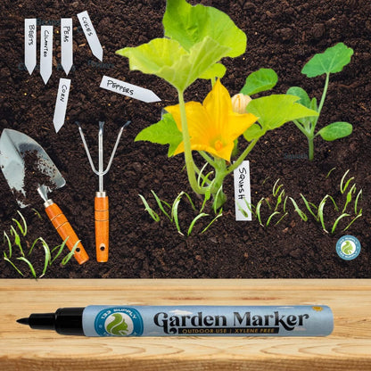 2 Pack Garden Marker Pen Permanent Markers Black (UV Fade Resistant Marker Pens for Plant Markers Garden Markers Waterproof Pen Black Markers Outdoor Marker for Garden Plant Labels 0.8mm)