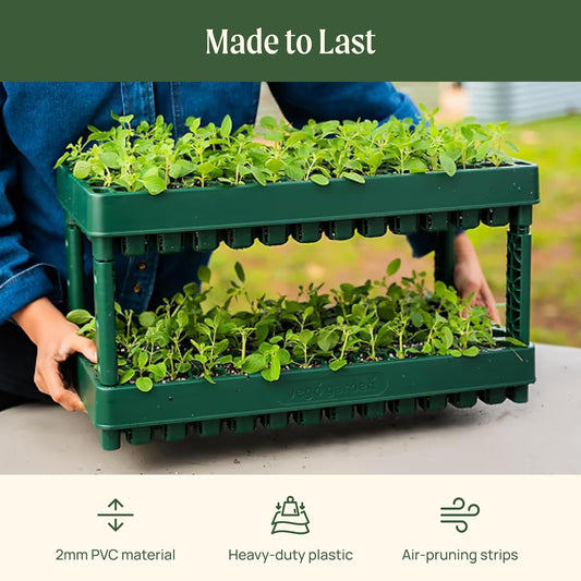 Vego garden 10" x 20" 76 Cells Seed Starter Tray Stackable Seedling Starting Germination Trays for Plants Planting Vegetables Herbs Flowers