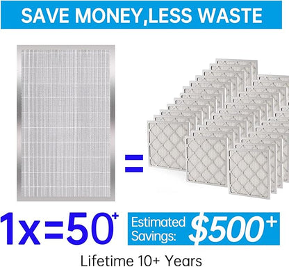 UBeesize 16x25x5 Reusable Electrostatic Air Filter HVAC AC Furnace Filter,Washable, Lasts a Lifetime,Permanent Filter,for Honeywell FC100A1029, Lennox X6672, Carrier(Actual Size:15.75x24.69x4.33 Inch)