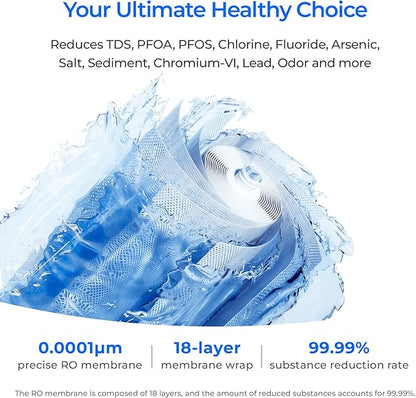 Waterdrop X16-Alkaline Reverse Osmosis Water Filter, NSF/ANSI 42&58&372 Certified, 1600 GPD RO System, 11-Stage Filtration, UnderSink, 3:1 Pure to Drain, Alkaline Mineral pH+, Stainless Steel Faucet