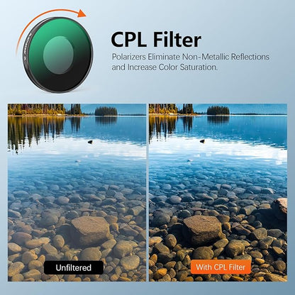 AMAZEAR Filters Set for Insta360 GO Ultra, Insta 360 Pro Accessories Neutral Density & Polarizer Optical Glass Lens Filter Kit (CPL + ND8 + ND16 + ND32 + 1/4 Black Pro-Mist)