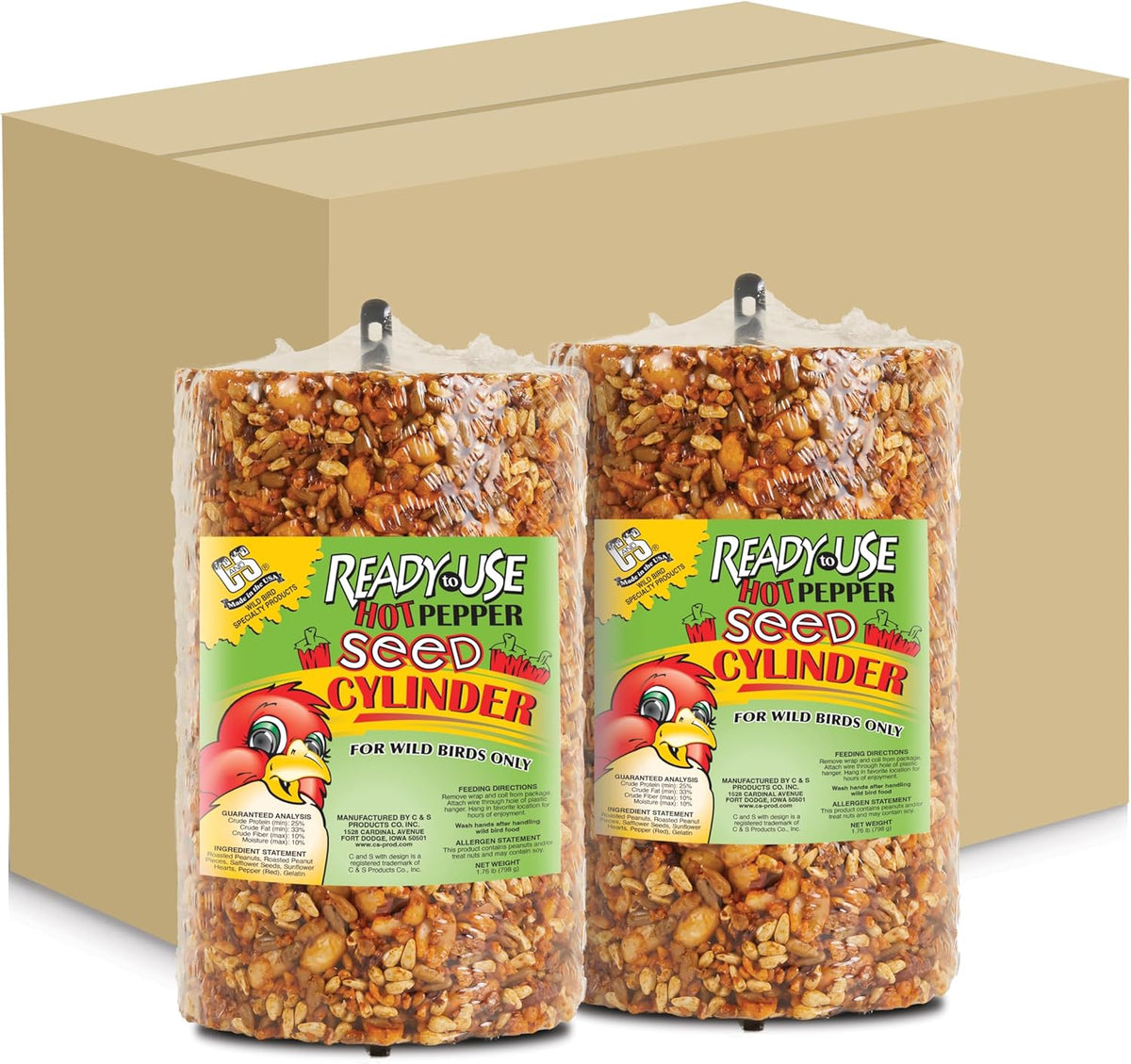 C&S Ready to Use Hot Pepper Seed Cylinder 1.76 Pounds 2 Pack