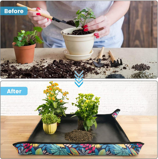 Waterproof Potting Mat for Indoor Plant Transplanting and Dirt Control, Gardenig Gifts for Women, Repotting Mat Succulent Gardening Mat 29.5"x29.5"