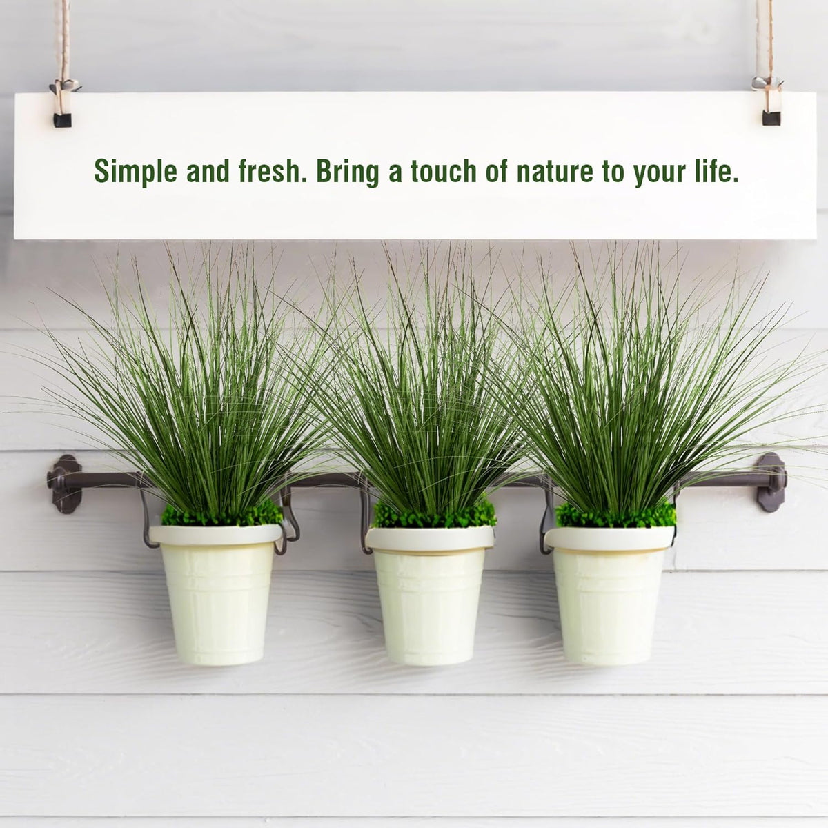 8PCS 17.3" Fake Plants Artificial Wheat Grass Greenery Plastic Plants Fake Grass Artificial Plants for Outdoor Decor Artificial Flower with Greenery Stems for Indoor Home Decoration