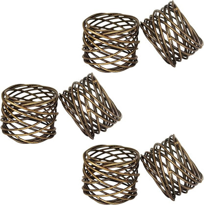 Handmade Round Mesh Napkin Rings Holder for Dinning Table Parties Everyday, Set of 12