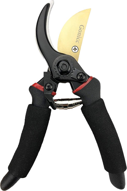 gonicc 8" Professional Premium Titanium Bypass Pruning Shears (GPPS-1003), Hand Pruners, Garden Clippers.