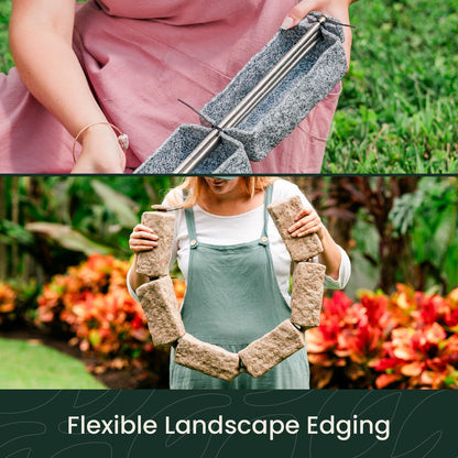 Beuta Landscape Edging | Garden Edging Border | Faux Stone Bricks for Lawn edging, Flower beds, Pathways & Yard Edging– 40 Packs | Each Section Has 6 Bricks 48"L x 4"W x 2.25"H |120 Spikes |Sandstone
