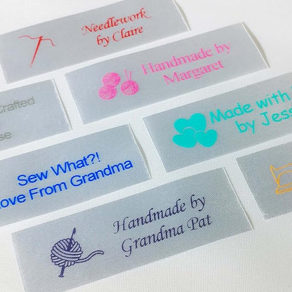 Personalized Satin Sewing Labels for Knitting, Quilting and Sewing Crafts 3/4" x 2 1/2" (20mm x 60mm) (1000)