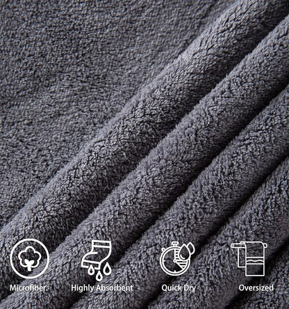 MINCHI 8 Piece Bath Towels Set, 600 GSM Absorbent Bathroom Towel for Home and Hotel Oversize Towel Sheet, 2 Large Bath Towels 35x70 inches, 2 Hand Towels,4 Wash Cloths, Dark Gray
