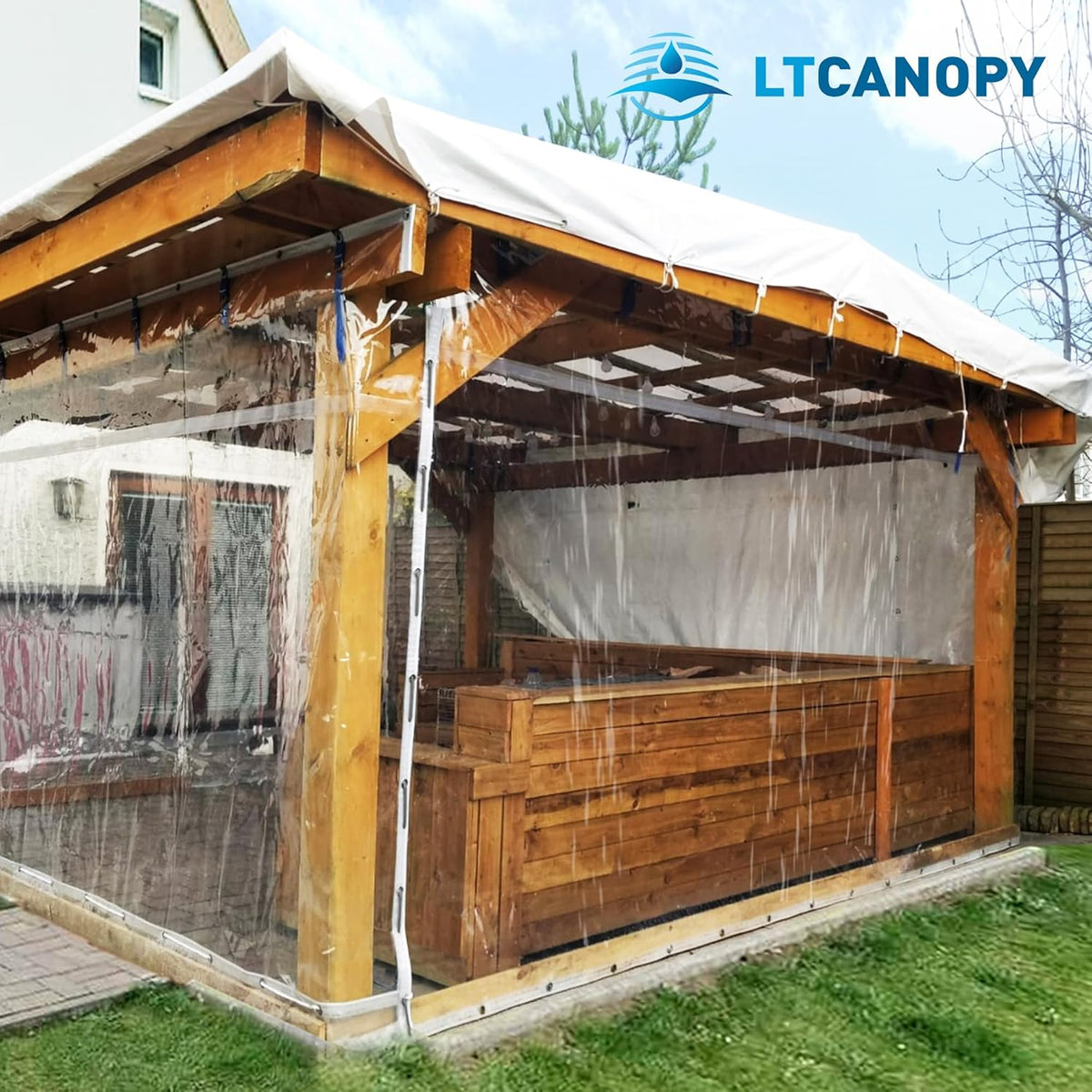 Clear Tarp 8 x 20FT, 20 Mil Clear Vinyl Tarp, Small Cover Plastic Sheeting with Grommets, Double-Stitched Reinforced Edges, Heavy Duty Tarps Waterproof and Tearproof