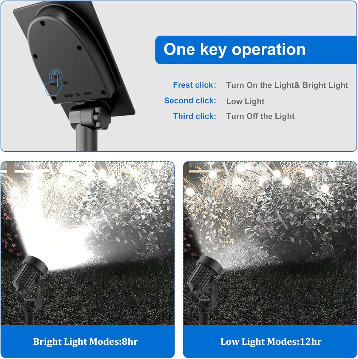 Solar Spot Lights Outdoor, Landscape Spotlights IP65 Waterproof 9.8ft Cable, Dusk to Dawn Solar Uplights for Tree Garden Yard Driveway Porch Walkway Pool (6-in-1, 6000K Cold White)