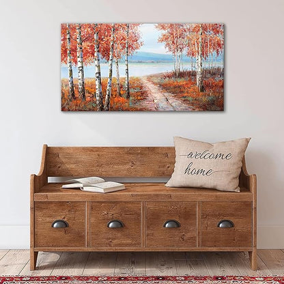 YDYSUNE Landscape Nature Wall Art - Forest Artwork for Walls - Scenery Canvas Wall Art - Orange Painting for Living Room - Farmhouse Decor - Wall Pictures for Bedroom 20×40IN