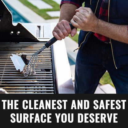 Grillaholics Grill Brush for Outdoor Grill - Safe Bristle Free BBQ Brush with Built-in Scraper – The Perfect Grilling Accessory for Cleaner Grilling